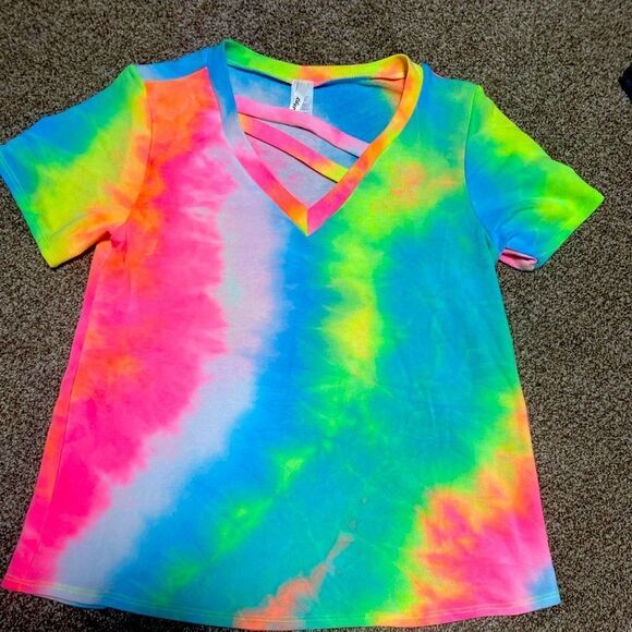 Vibrant Tie-Dye V-Neck T-Shirt - Picture 1 of 1